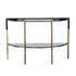 44" Black and White and Champagne Faux Marble Half Moon Console Table With Storage