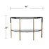 44" Black and White and Champagne Faux Marble Half Moon Console Table With Storage