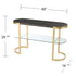 49" Gray and Gold Solid Wood Oval Sled Console Table With Storage