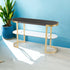 49" Gray and Gold Solid Wood Oval Sled Console Table With Storage