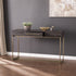 48" Gray and Gold Sled Console Table With Storage