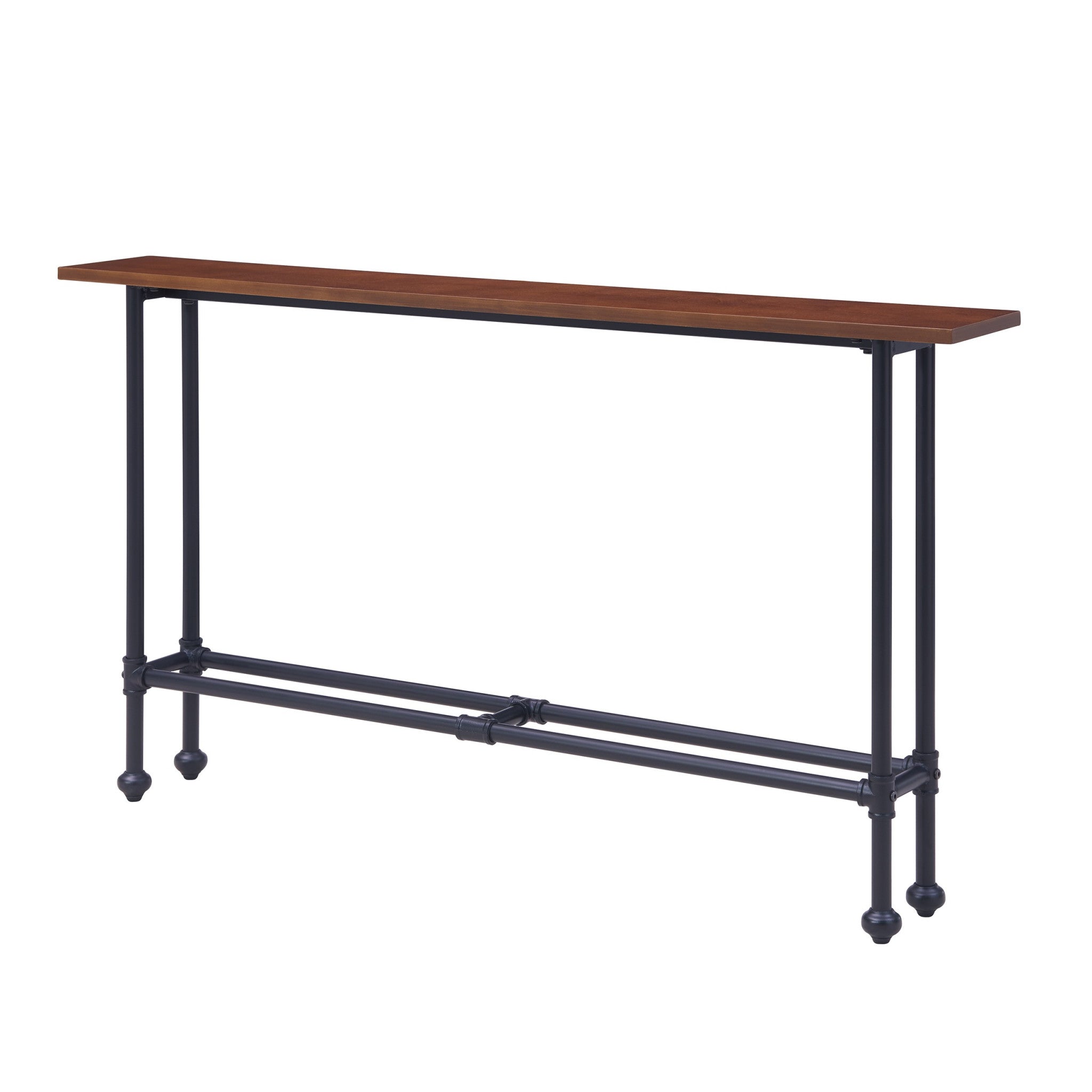 56" Espresso and Black Console Table