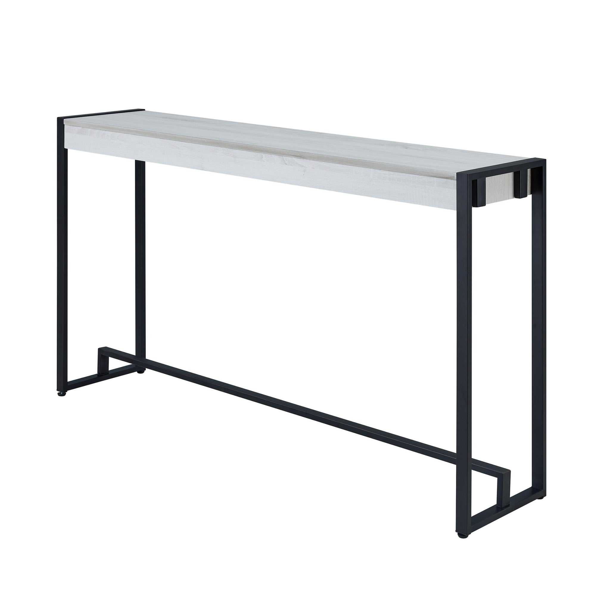 54" White and Black Distressed Sled Console Table