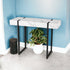 39" White and Black Faux Marble Sled Console Table