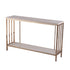 48" Champagne and Gold Faux Stone Floor Shelf Console Table With Storage