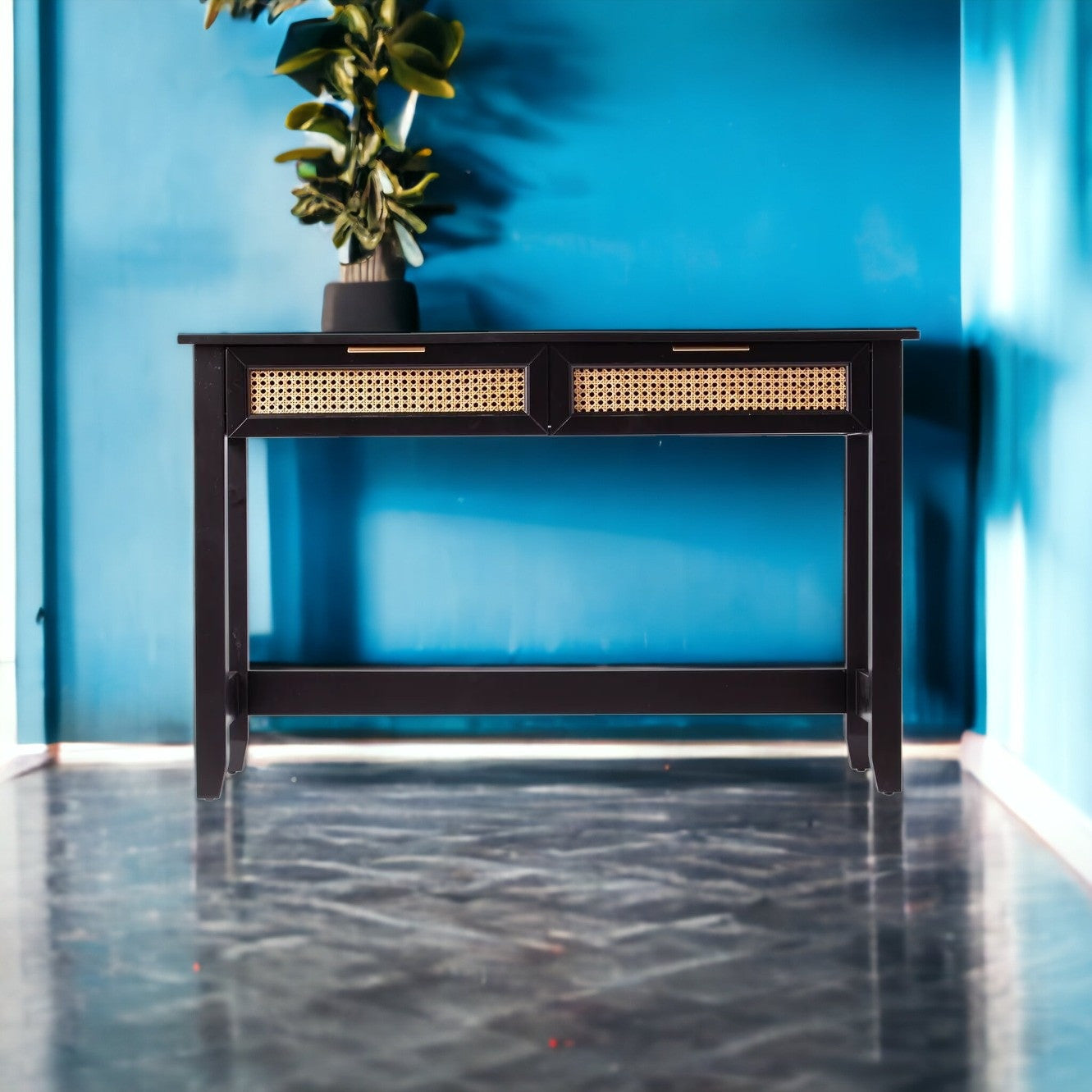 48" Black Console Table With Storage