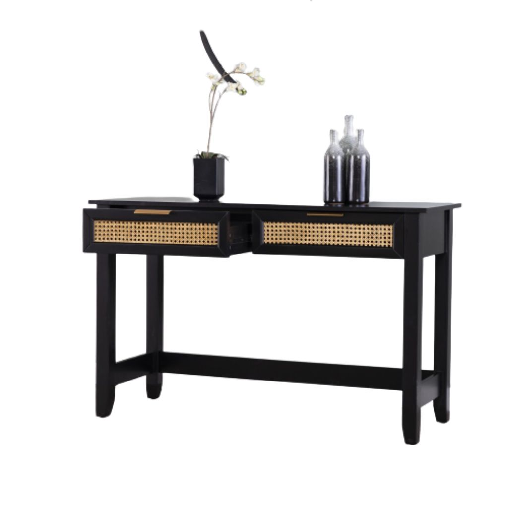 48" Black Console Table And Drawers