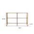 49" Clear and Gold Glass Floor Shelf Console Table With Storage