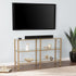 49" Clear and Gold Glass Floor Shelf Console Table With Storage