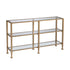 49" Clear and Gold Glass Floor Shelf Console Table With Storage