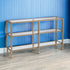 49" Clear and Gold Glass Floor Shelf Console Table With Storage