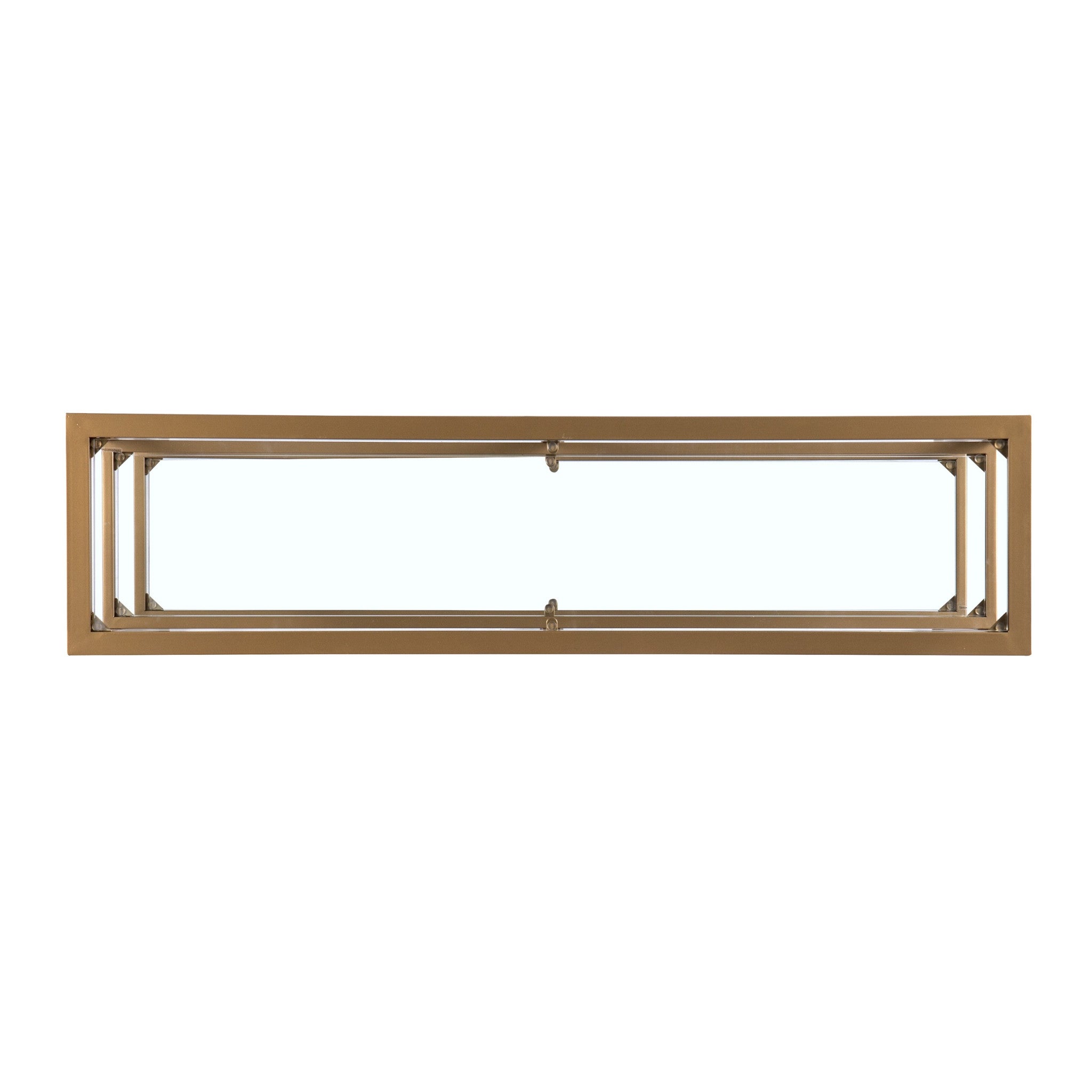 49" Clear and Gold Glass Floor Shelf Console Table With Storage