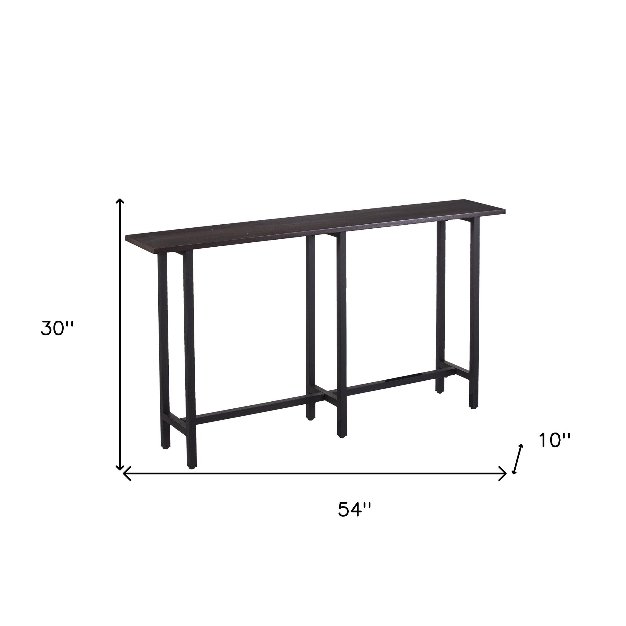 54" Espresso and Black Frame Console Table