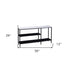 56" White and Black Faux Marble Floor Shelf Console Table With Storage