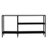 56" White and Black Faux Marble Floor Shelf Console Table With Storage