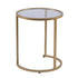 Set Of Two 23" Gold Glass And Steel Round Nested Tables