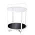 27" White Glass And Iron Round End Table With Shelf