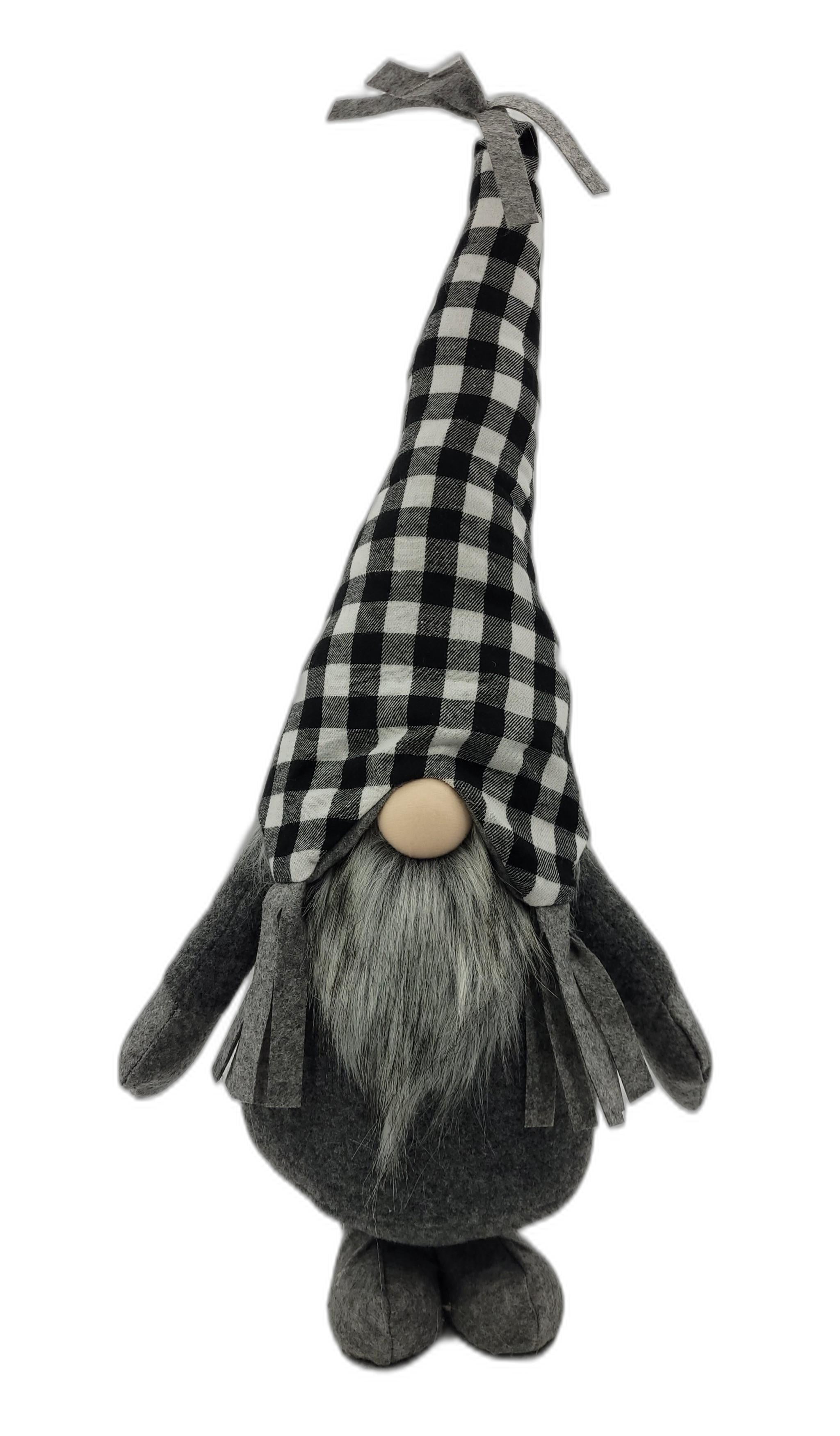 Black and White Buffalo Plaid Standing Gnome