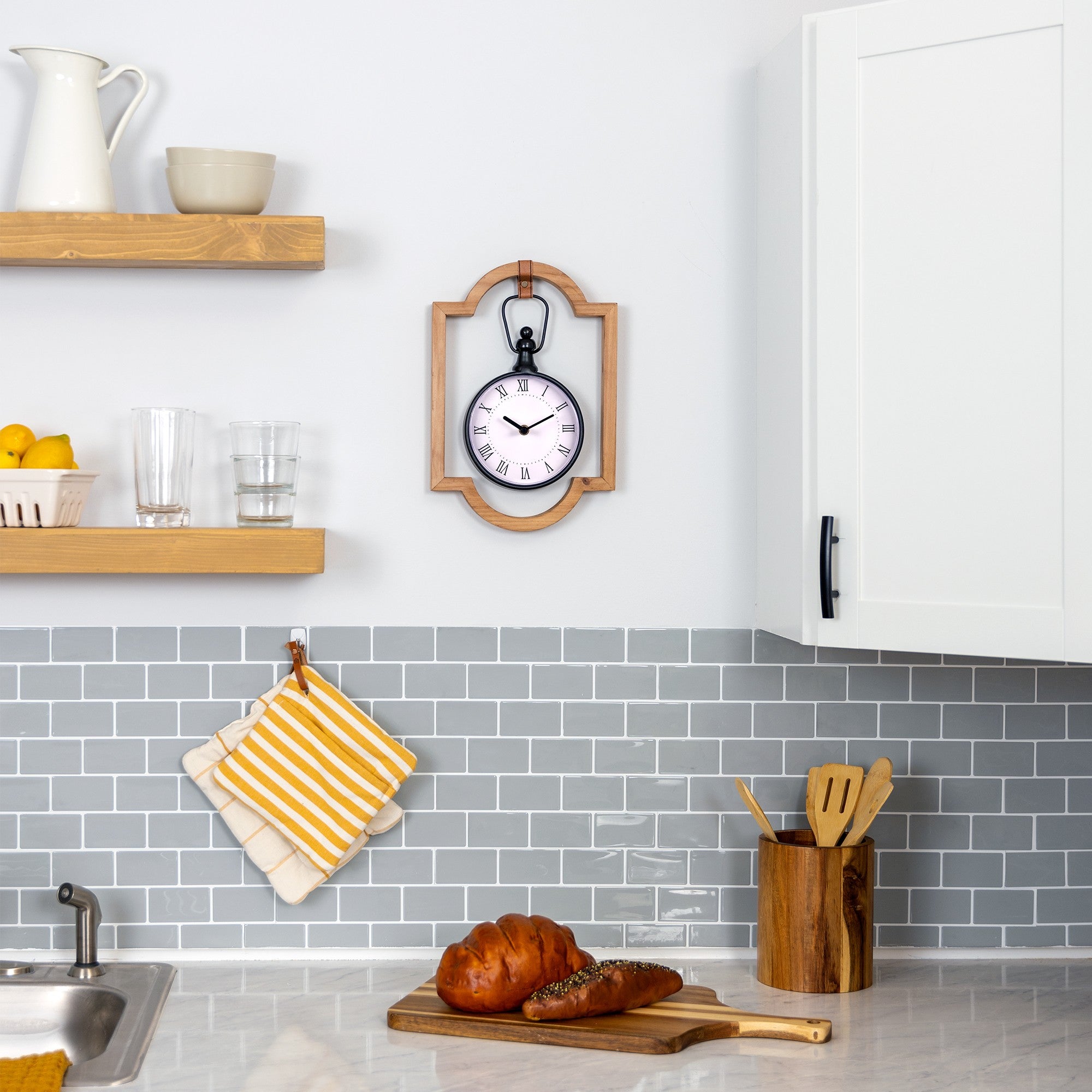 Wooden Frame Hanging Wall Clock