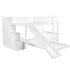 White Twin Over Twin Perpendicular Bunk Bed with Storage Stairs and Slide