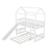 White Playhouse Frame Full Over Full Perpendicular Bunk Bed with Slide