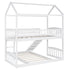 White Playhouse Frame Full Over Full Perpendicular Bunk Bed with Slide