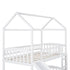 White Playhouse Frame Full Over Full Perpendicular Bunk Bed with Slide