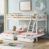 White Full Over Double Twin Triple Bunk Beds with Drawers