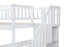 White Twin Over Full Farmhouse Style Bunk Bed with Staircase