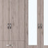 71" Light Oak and Black Four Door Wardrobe Closet with Mirrors