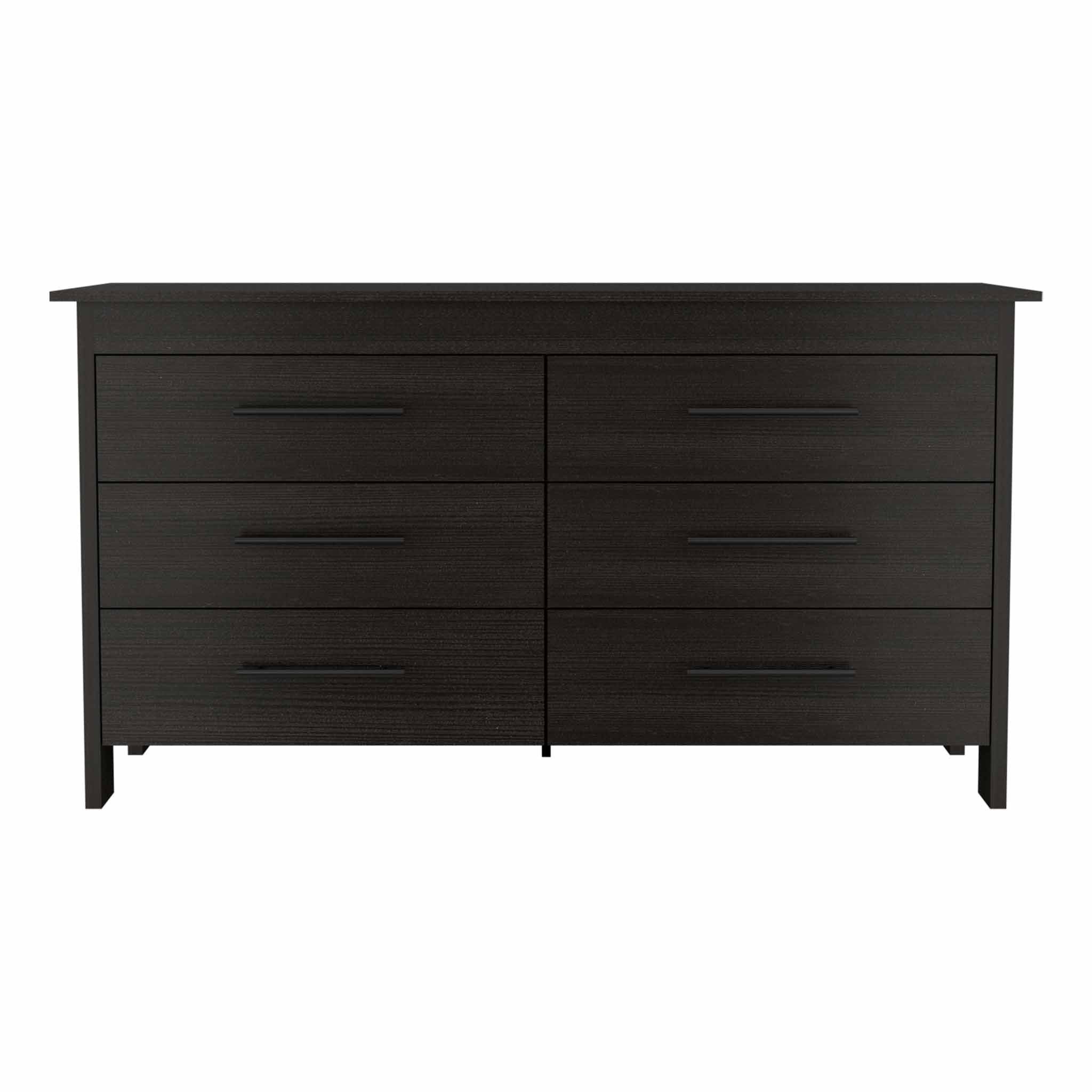 58" Black Six Drawer Double Dresser