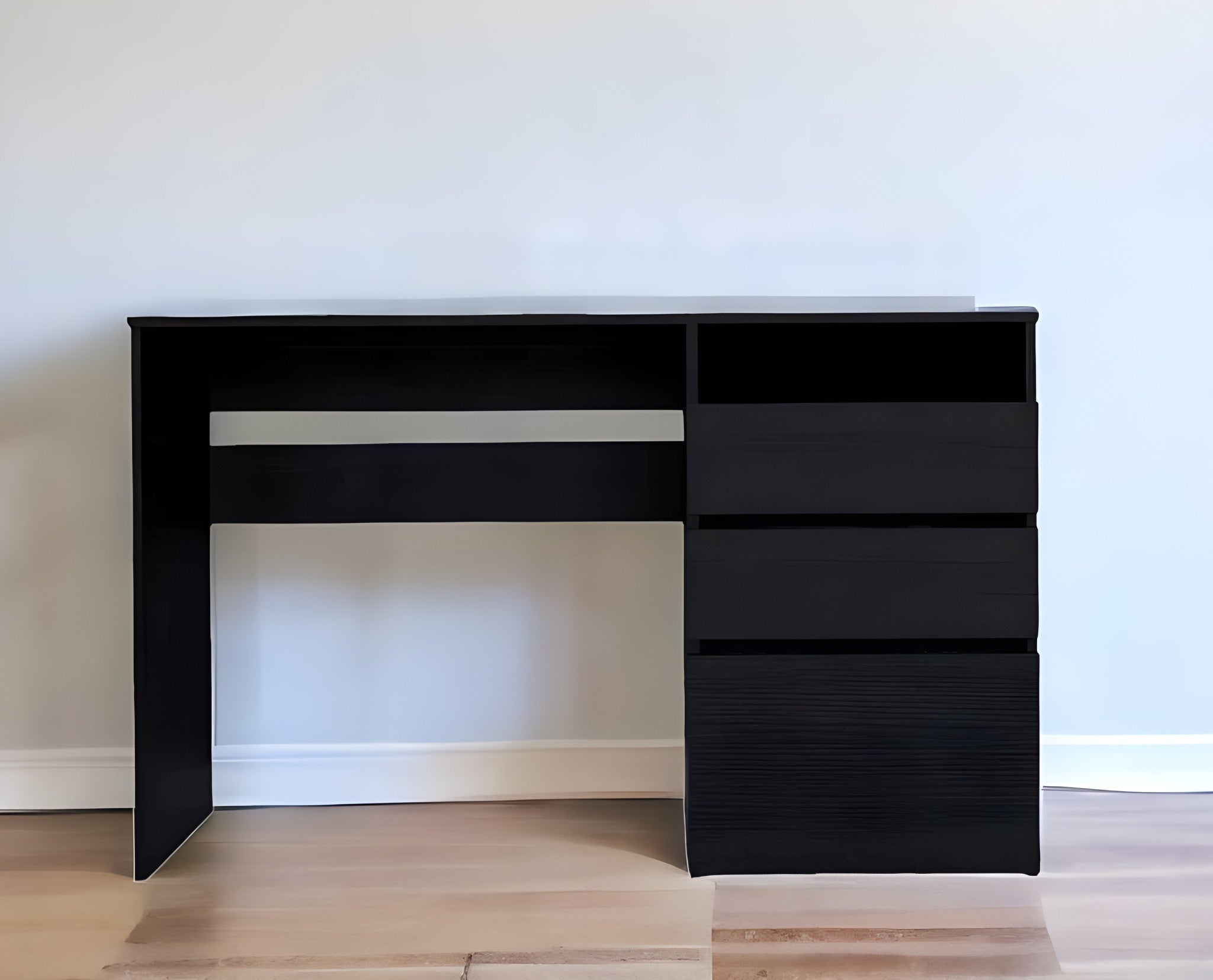 47" Black Computer Desk With Three Drawers
