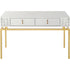 47" White and Gold Wood and Manufactured Wood Blend Mirrored Console Table With Storage