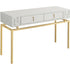 47" White and Gold Wood and Manufactured Wood Blend Mirrored Console Table With Storage