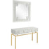 Set of Two 47" White and Gold Wood and Manufactured Wood Blend Mirrored Console Table And Drawers