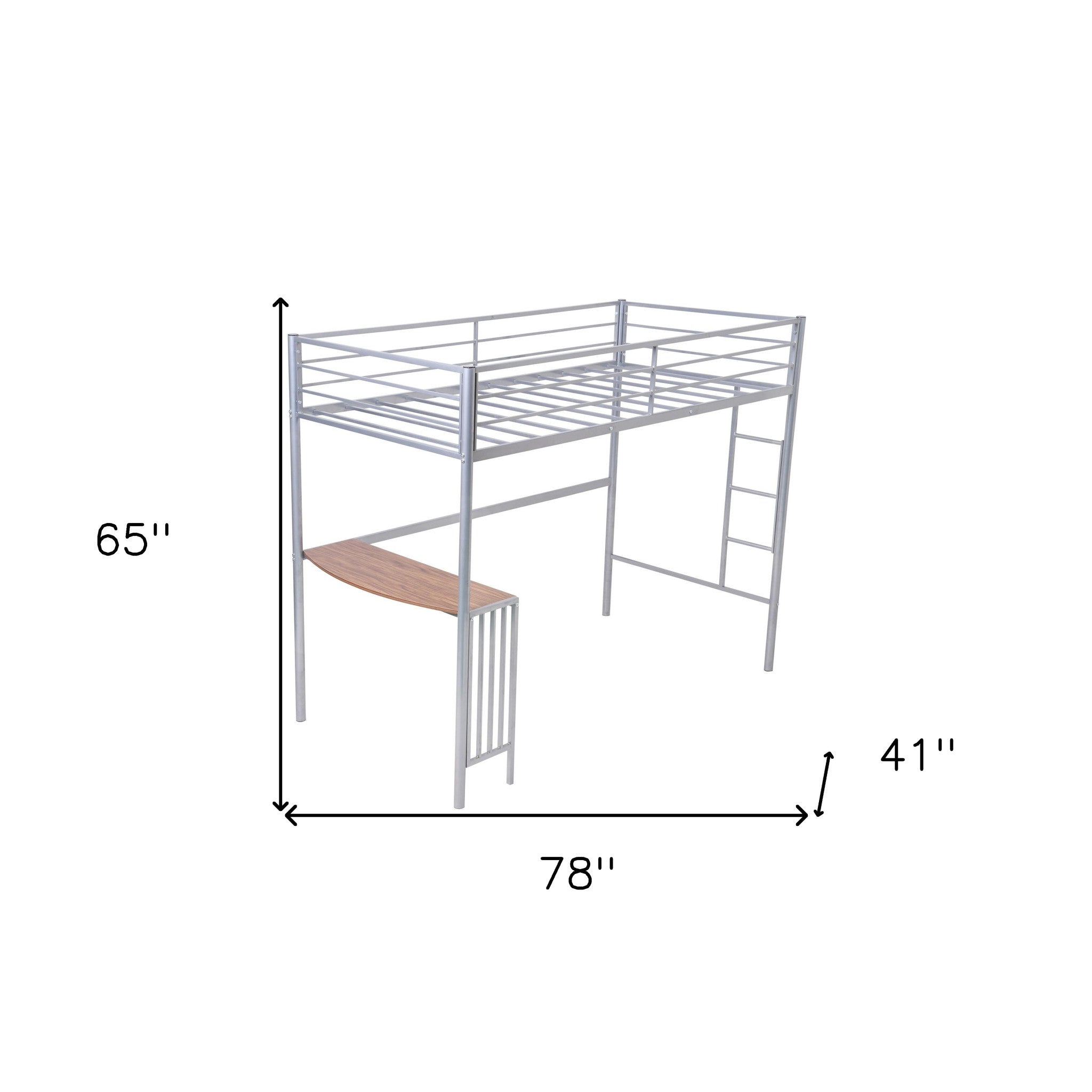 Silver Twin Over Full Size Metal Bunk Bed with Desk