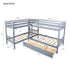 Gray Twin Size L Shaped Double Bunk Bed with Drawer