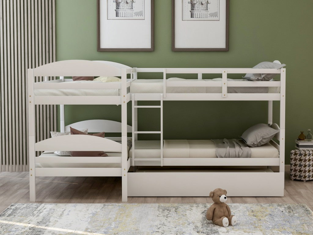 White Twin Contemporary Manufactured Wood and Solid Wood Bunk Bed