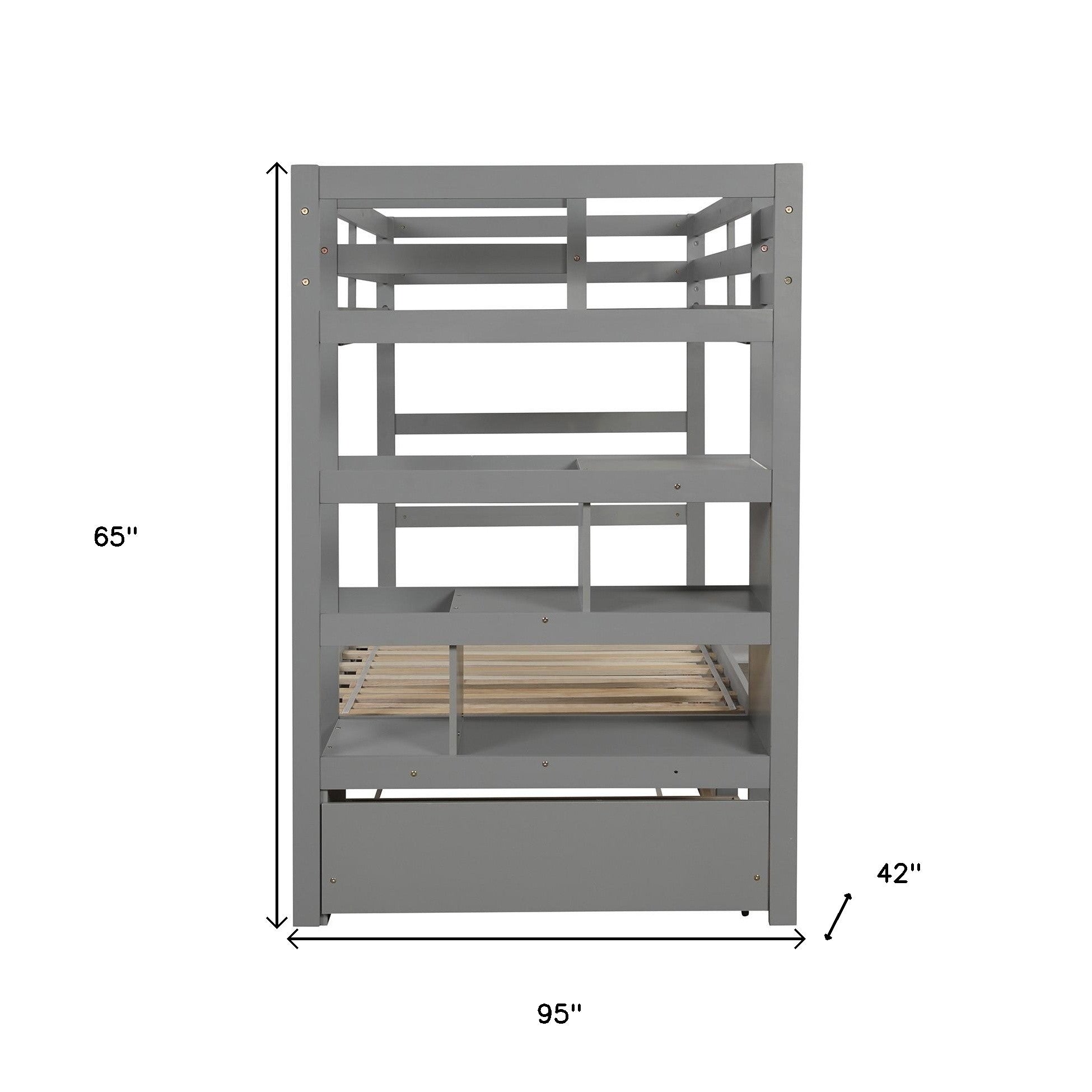 Gray Twin Over Twin Contemporary Bunk Bed With Stairs