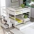 White Full Over Full Contemporary Bunk Bed With Stairs