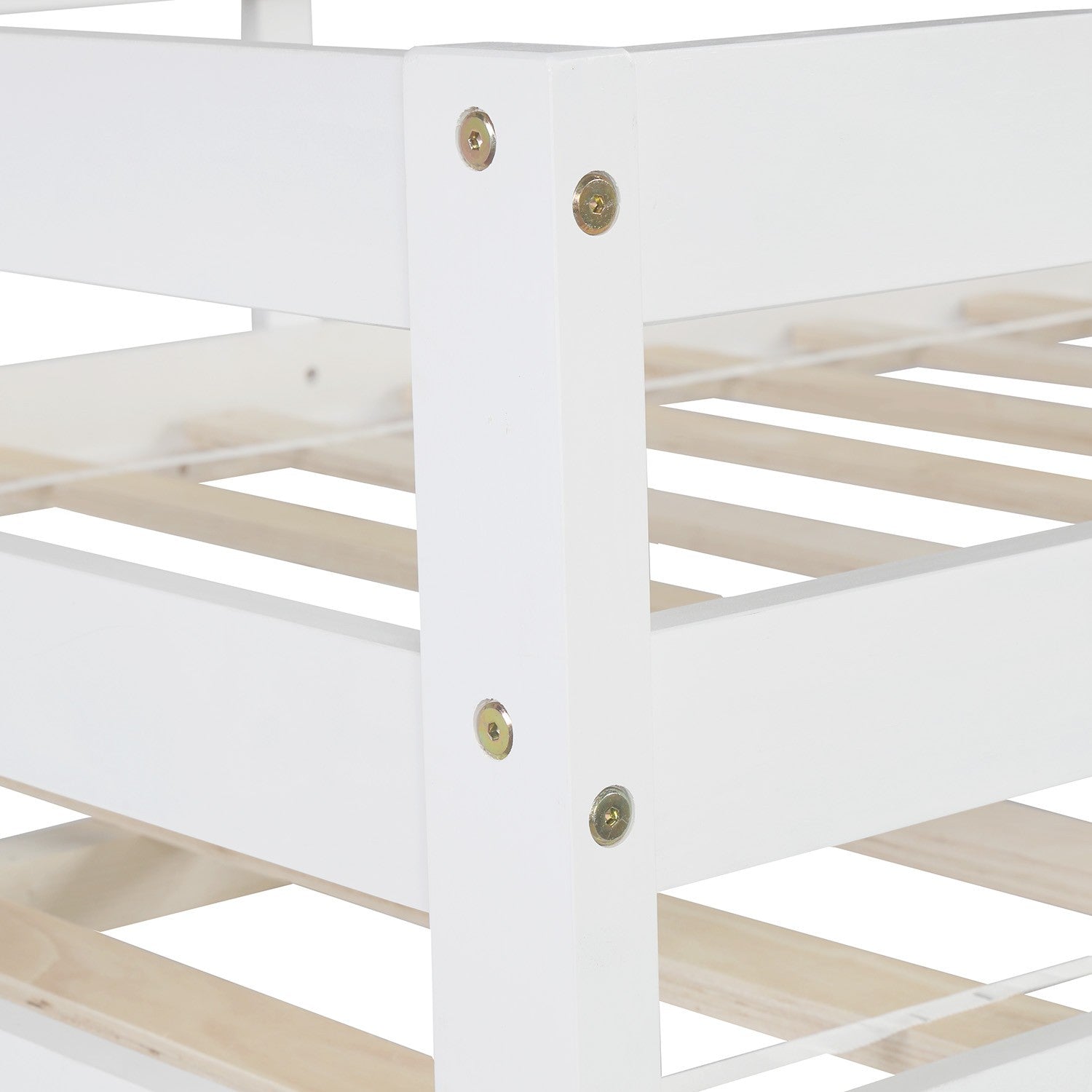 White Full Over Full Contemporary Bunk Bed With Stairs