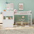 White Twin Size Bunk Bed with attached Loft Bed and Drawers