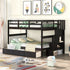 Brown Double Full Size Stairway Bunk Bed With Drawer