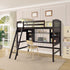 Brown Twin Size Loft Bed with Desk and Shelves