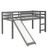 Gray Twin Size Low Loft Bed With Slide