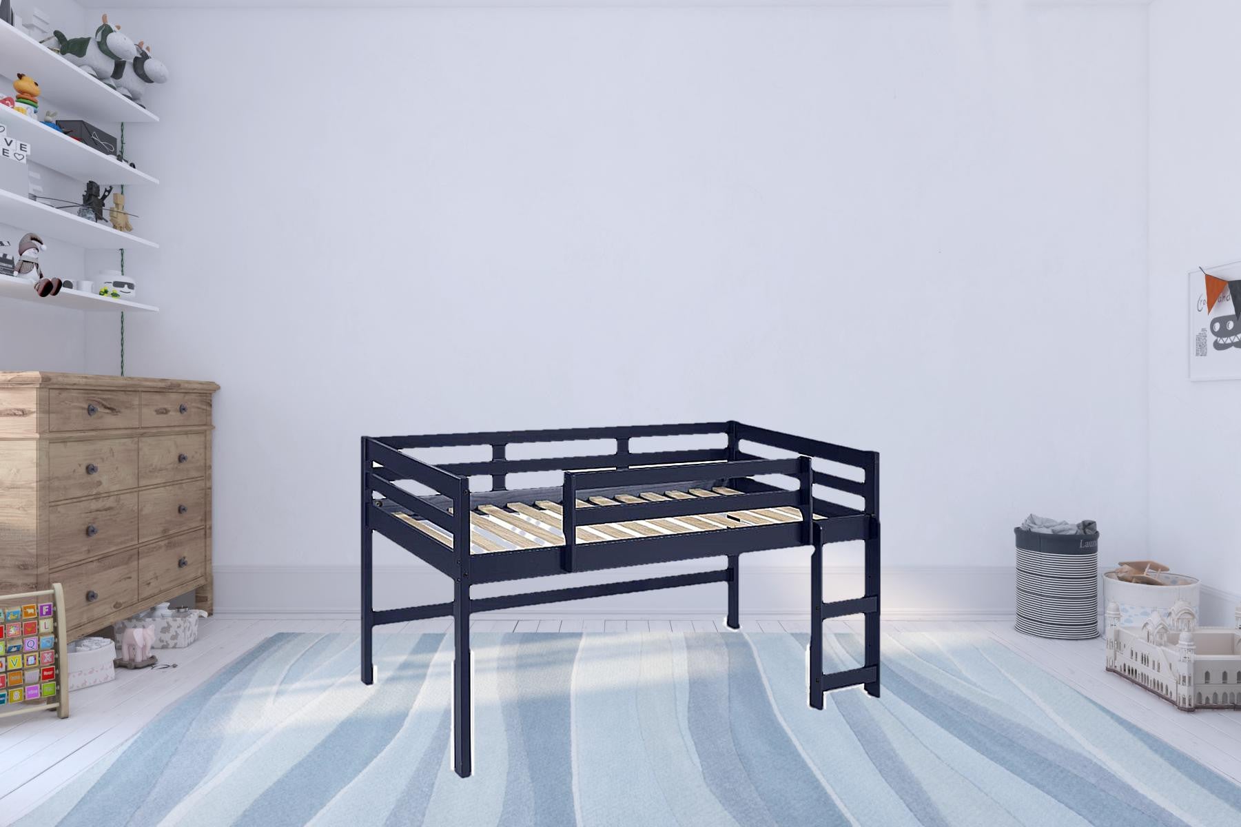 Twin Loft Bed Navy Blue Finish