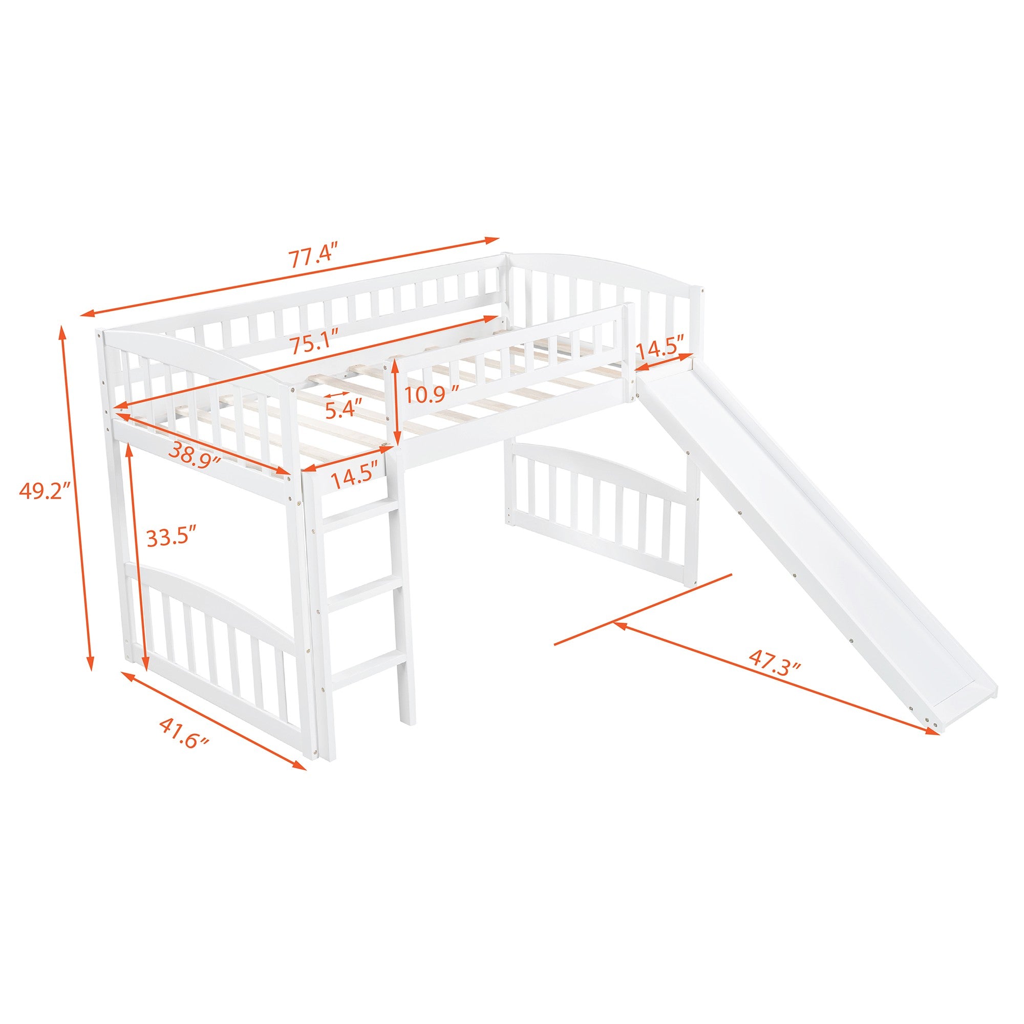 White Twin Traditional Manufactured Wood and Solid Wood Bunk Bed