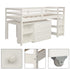 White Low Twin Loft Bed With Cabinet and Desk