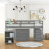 Gray Low Twin Loft Bed With Cabinet and Desk