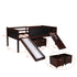 Climbing Frame Dark Brown Twin Size Loft Bed with Slide and Storage Boxes